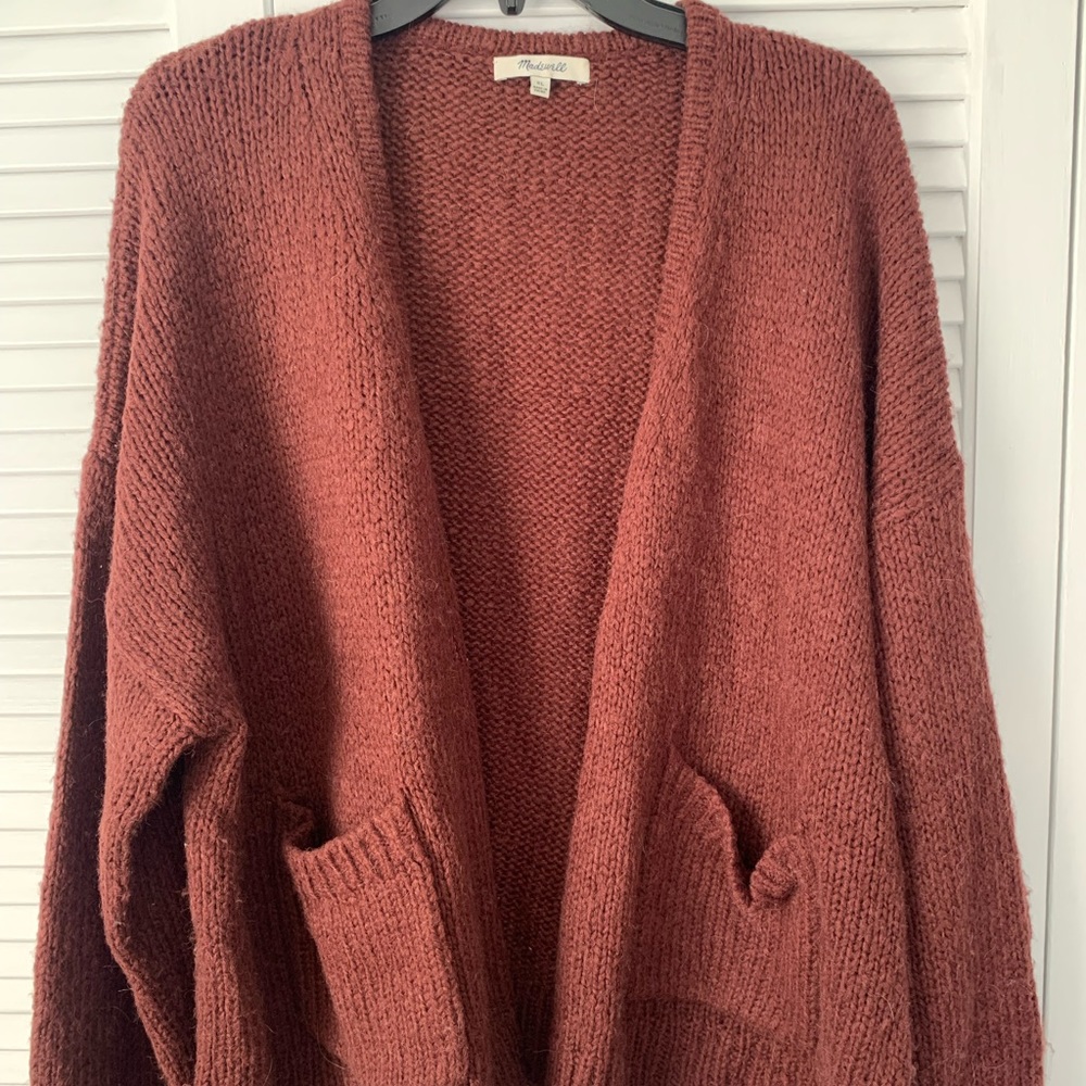 Madewell burgundy alpaca cardigan; size XL